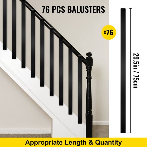 Deck Balusters 76 Pack Metal Spindles 295X1X02 Staircase Baluster With Screws