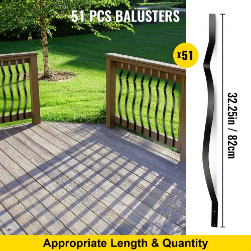 Deck Balusters 51 Pack Metal Spindles 3225X1 Staircase Baluster With Screws