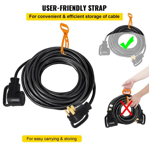 36 Ft 50 Amp Rv Extension Cord Nema 1450P To 1450R 265Mm Wire Diameter Heavy