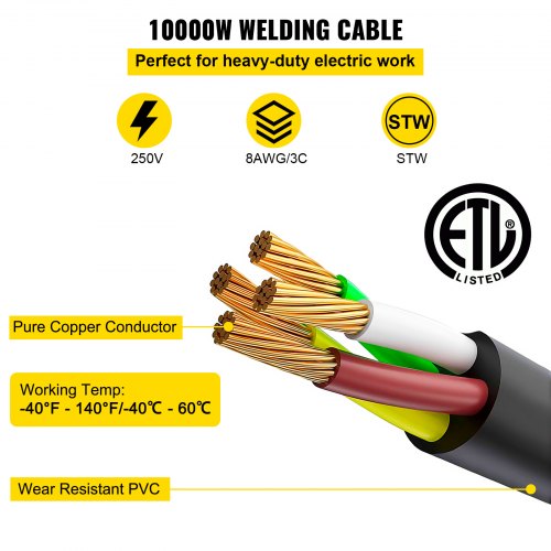 Welder Extension Cord 40Amp 50ft 250V Welding Power Cord with NEMA 650