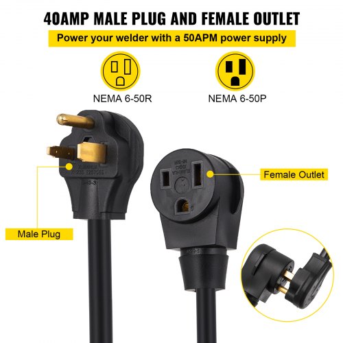 Welder Extension Cord 40Amp 50ft 250V Welding Power Cord with NEMA 650