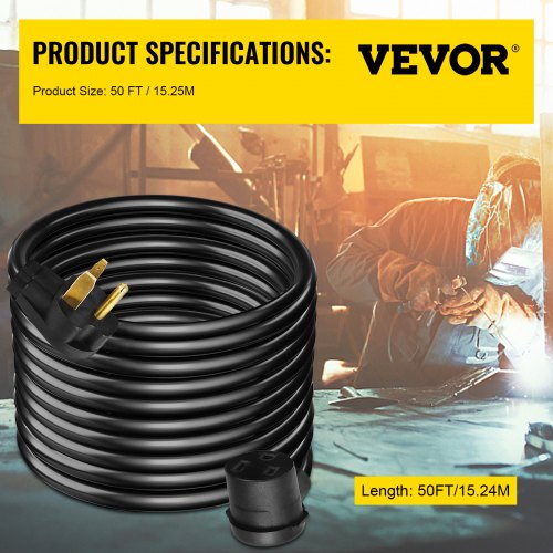 Welder Extension Cord 40Amp 50ft 250V Welding Power Cord with NEMA 650