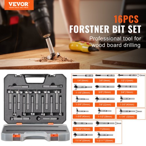 Forstner Bit Set 16 Pcs Forstner Drill Bits Set 14 to 158 Carbon