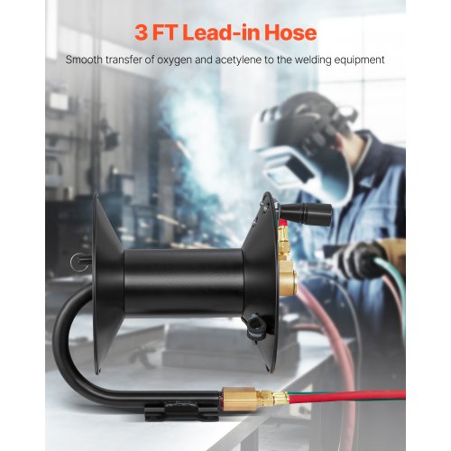 Welding Hose Reel Hand Crank Rewind Hose Reel with 3FT Leadin Hose and 916