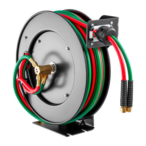 Retractable Welding Hose Reel 14Inch X 50Ft Twin Oxygen Acetylene Rubber Max