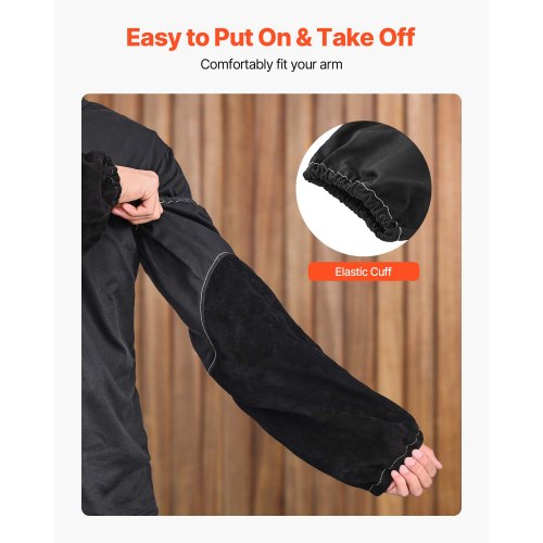 Flame Resistant Welding Work Sleeves Heavy Duty Cowhide Leather Fr Cotton Arm