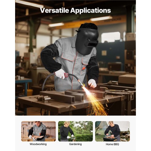 Flame Resistant Welding Work Sleeves Heavy Duty Cowhide Leather Fr Cotton Arm