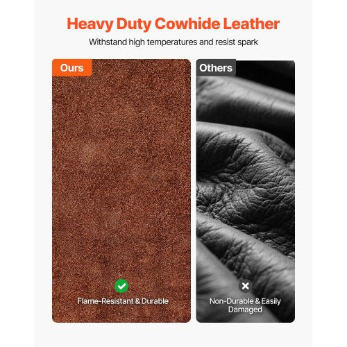 Leather Welding Sleeves Heavy Duty Cowhide Flame Resistant Work For Arm