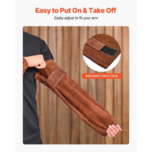 Leather Welding Sleeves Heavy Duty Cowhide Flame Resistant Work For Arm