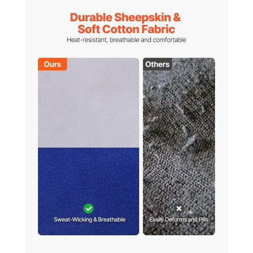Flame Resistant Welding Sleeves Heavy Duty Sheepskin Fr Cotton Arm Protection