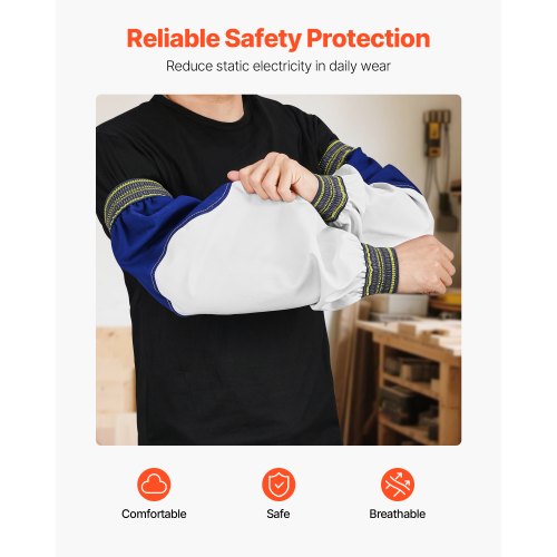 Flame Resistant Welding Sleeves Heavy Duty Sheepskin Fr Cotton Arm Protection