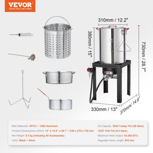 Turkey Deep Fryer 30qt Turkey 10qt Fish Steamer Cooker Set Outdoor