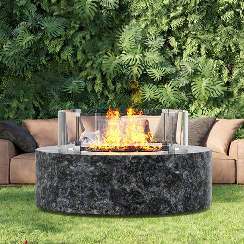 Fire Pit Wind Guard 17 x 6.7 inch Round Glass Flame Shield 024Inch Thick