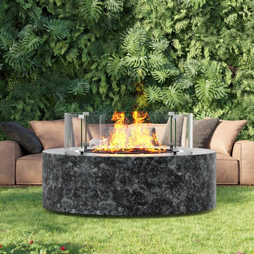 Fire Pit Wind Guard 29 x 8 inch Round Glass Flame Shield 024Inch Thick