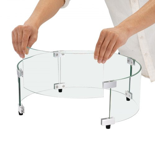Fire Pit Wind Guard 29 x 8 inch Round Glass Flame Shield 024Inch Thick