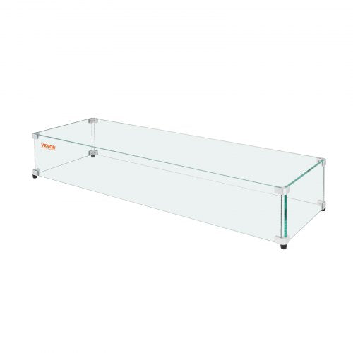 Glass Wind Guard for Rectangular Fire Pit Table 36 x 16 x 7.5 Inch 031