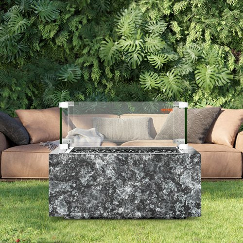 Gas Fire Pit Wind Guard for Square Fire Table 15 x 15 x 7 inch Clear