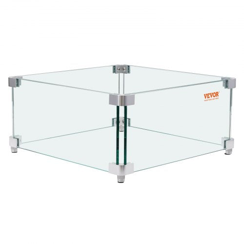 Gas Fire Pit Wind Guard for Square Fire Table 15 x 15 x 7 inch Clear