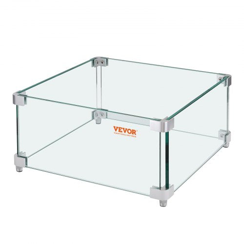 Gas Fire Pit Wind Guard for Square Fire Table 15 x 15 x 7 inch Clear