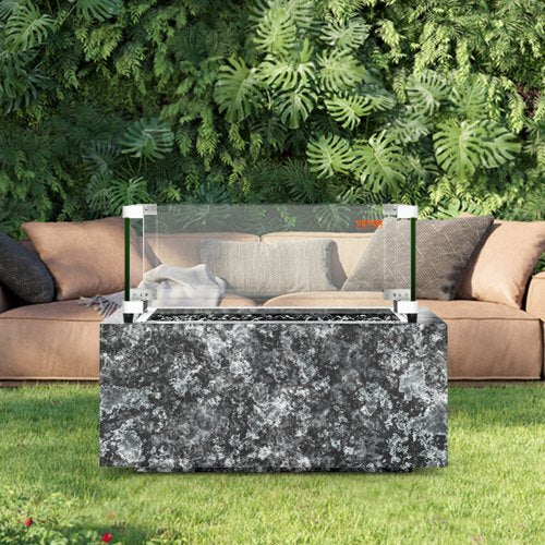 Gas Fire Pit Wind Guard for Square Fire Table 19 x 19 x 7.5 inch Clear