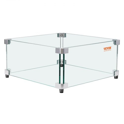 Gas Fire Pit Wind Guard for Square Fire Table 19 x 19 x 7.5 inch Clear