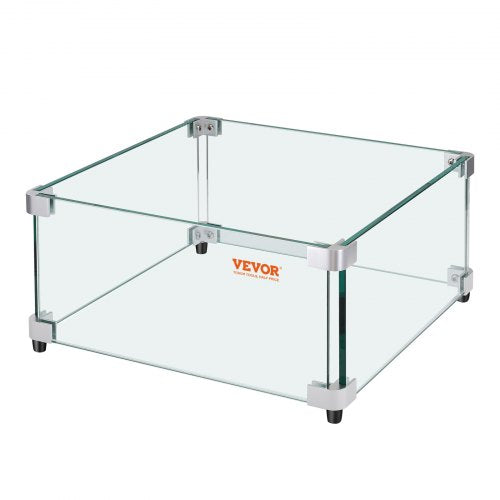Gas Fire Pit Wind Guard for Square Fire Table 19 x 19 x 7.5 inch Clear