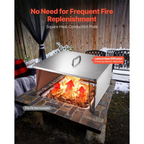 Fire Pit Heat Deflector 254x254x146 inch Square Outdoor Burner Cover