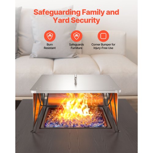 Fire Pit Heat Deflector 254x254x146 inch Square Outdoor Burner Cover