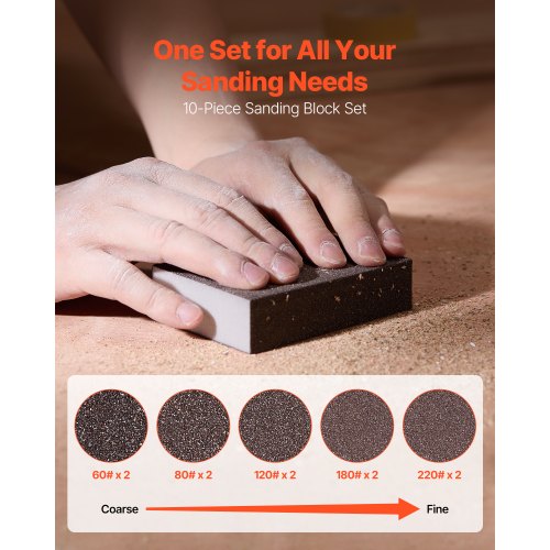 Sanding Sponge 10 Pcs 6080120180220 Grit Assortment2 Each Washable