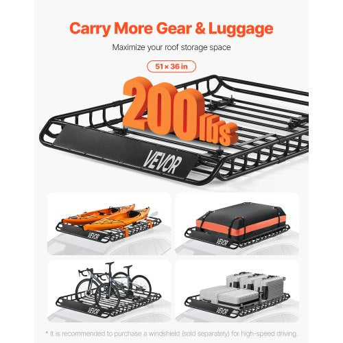 Roof Rack Basket 51 X 36 4.1 In Universal Rooftop Cargo Carrier With 1120 870