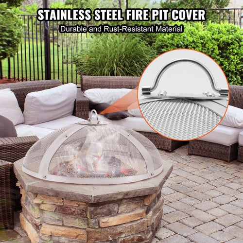 Fire Pit Spark Screen Round 20 Reinforced Heavy Duty Steel Metal Cover
