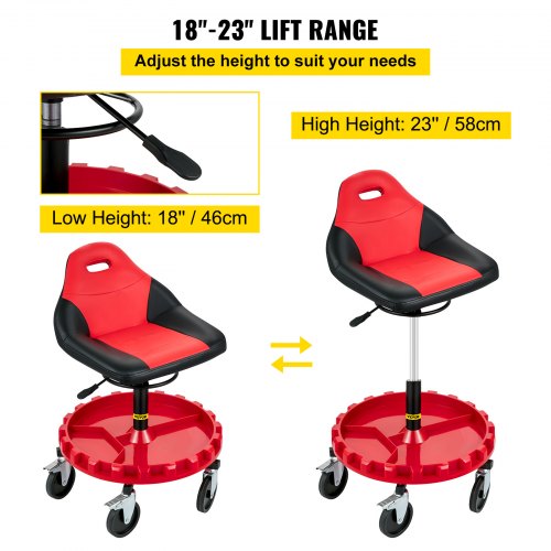 Rolling Gear Seat 300LBS Capacity 1823 Height Adjustable Mobile