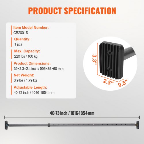 KFFKFF Cargo Stabilizer Adjustable Truck Bed Bar from 40 to 73 Robust