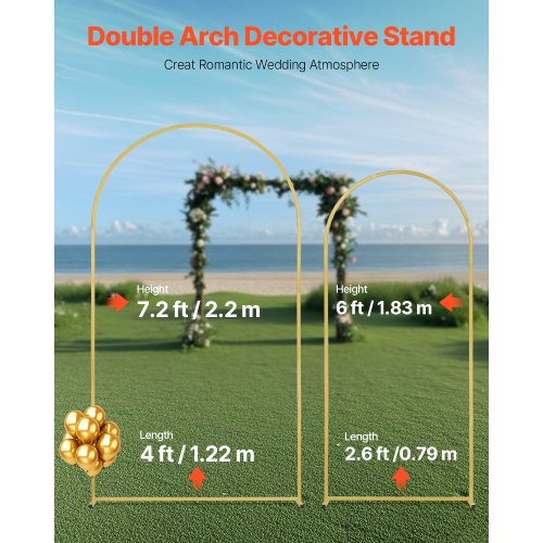 Wedding Arch Backdrop Stand 72FT 6FT Set of 2 Stand with Case