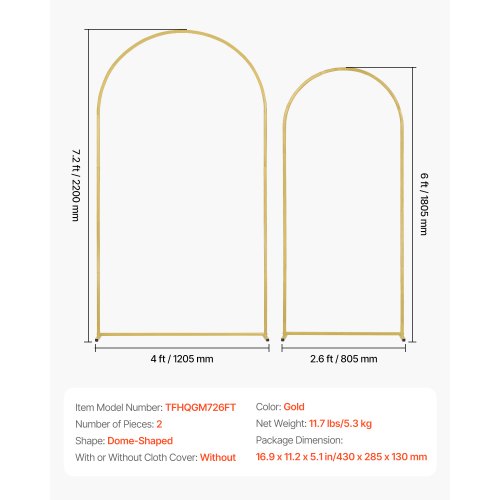 Wedding Arch Backdrop Stand 72FT 6FT Set of 2 Stand with Case