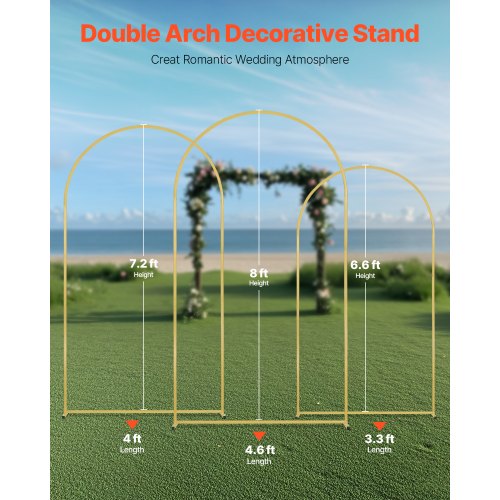 Wedding Arch Backdrop Stand Set of 3 Metal Stable Stand with Case