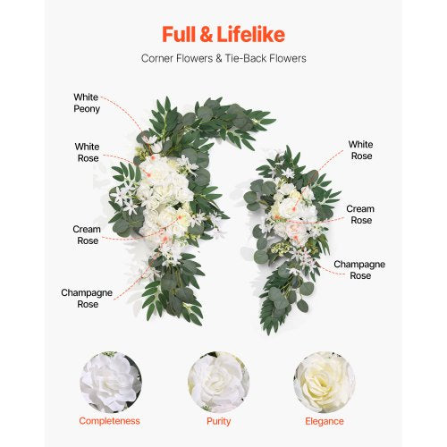 Artificial Wedding Arch Flowers Kit White Wedding Arch Flowers with Drapes