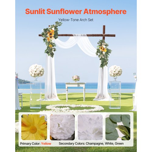 Artificial Wedding Arch Flowers Kit Yellow Wedding Arch Flowers with Drapes