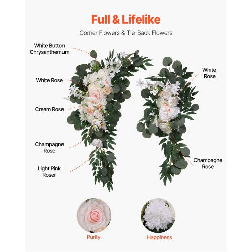 Artificial Wedding Arch Flowers Kit White Wedding Arch Flowers with Drapes