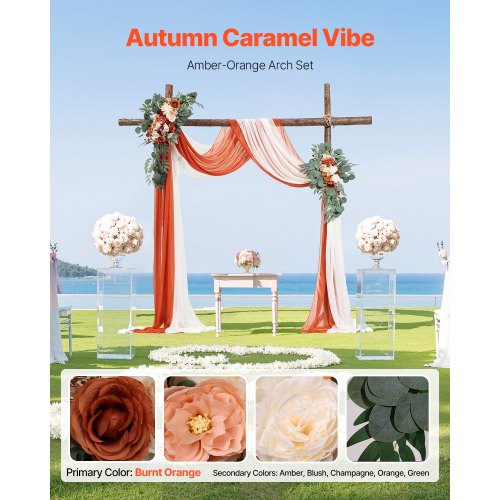 Artificial Wedding Arch Flowers Kit Orange Wedding Arch Flowers with Drapes