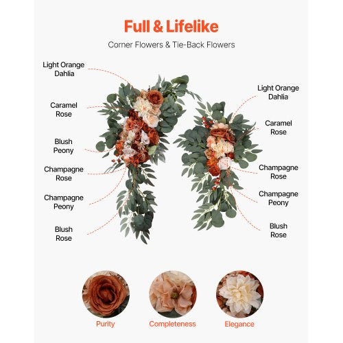 Artificial Wedding Arch Flowers Kit Orange Wedding Arch Flowers with Drapes
