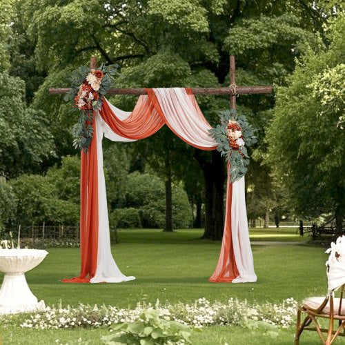 Artificial Wedding Arch Flowers Kit Orange Wedding Arch Flowers with Drapes
