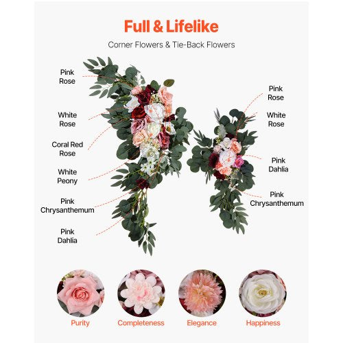 Artificial Wedding Arch Flowers Kit Pink Wedding Arch Flowers with Drapes