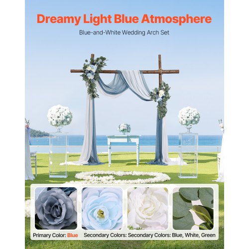 Artificial Wedding Arch Flowers Kit Blue Wedding Arch Flowers with Drapes
