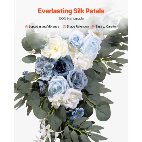 Artificial Wedding Arch Flowers Kit Blue Wedding Arch Flowers with Drapes