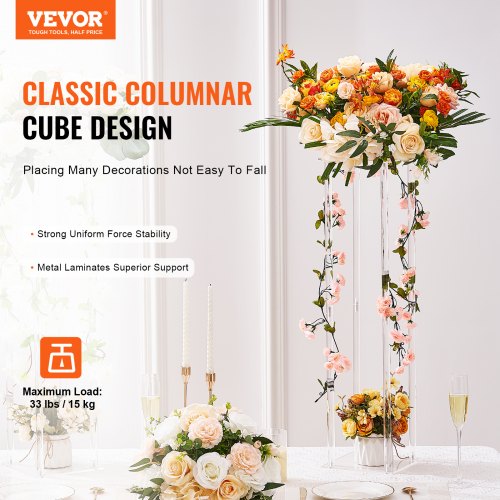2PCS 315inch High Wedding Flower Stand With Acrylic LaminateAcrylic Vase