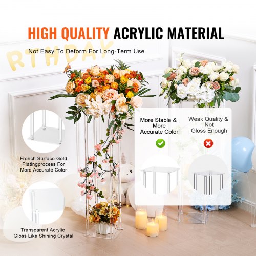 2PCS 315inch High Wedding Flower Stand With Acrylic LaminateAcrylic Vase