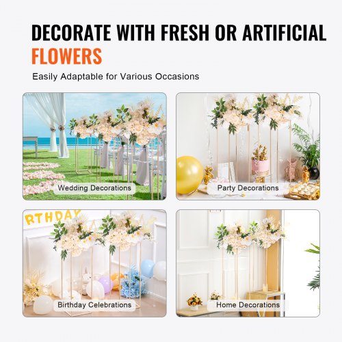 2PCS 315inch High Wedding Flower Stand Metal Vase Column Geometric