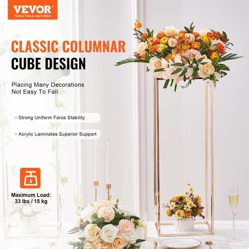 10Pcs 315Inch High Wedding Flower Stand With Acrylic Laminatemetal Vase Column