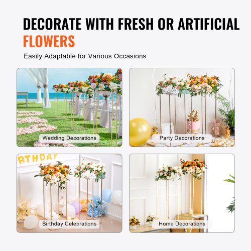 10Pcs 315Inch High Wedding Flower Stand With Acrylic Laminatemetal Vase Column